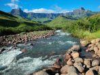 Amphitheater and Tugela river, Drakensberg mountains, Royal Natal National Park, South Africa