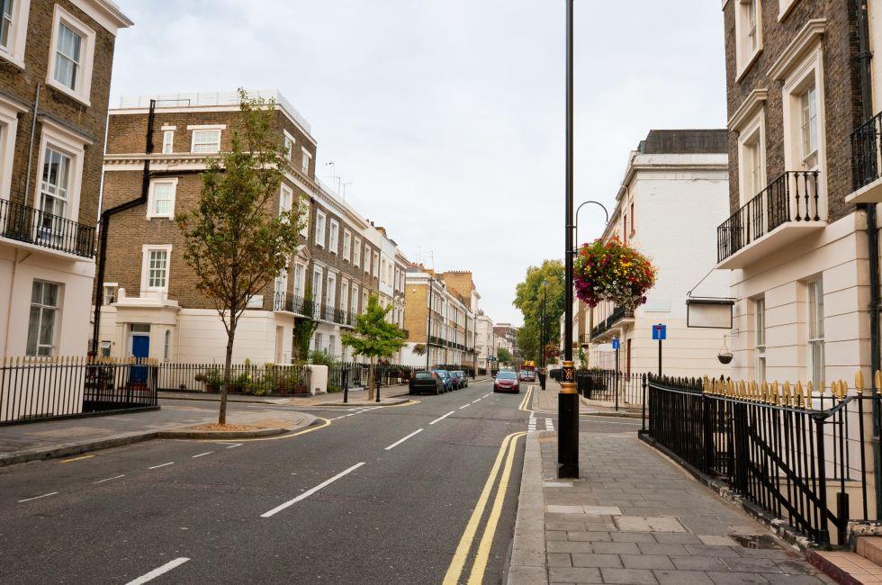 Traditional town houses at Belgravia district in London, England.