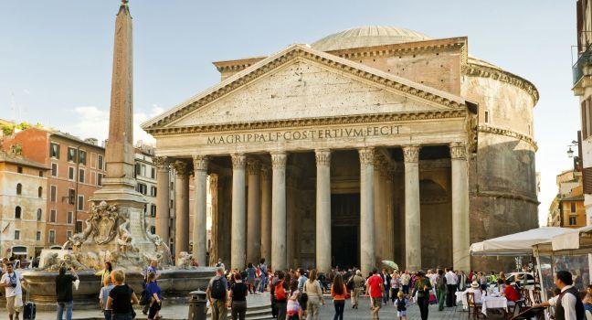 ROME - OCTOBER 2: Tourists visit the Pantheon on October 2, 2012 in Rome, Italy. Pantheon is a famous monument of ancient Roman culture, the temple of all the gods, built in the 2nd century.;