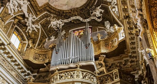 ROME, ITALY - JUNE 4: Cantoria of the Santa Maria della Vittoria church in Rome, Italy at June 4, 2012. Church was opened at 1620 and cantoria was decorated by Mattia de Rossi.