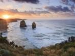 2 apostles panoramic view from lookout at the Great Ocean Road ,  Victoria, Australia, sunrise.