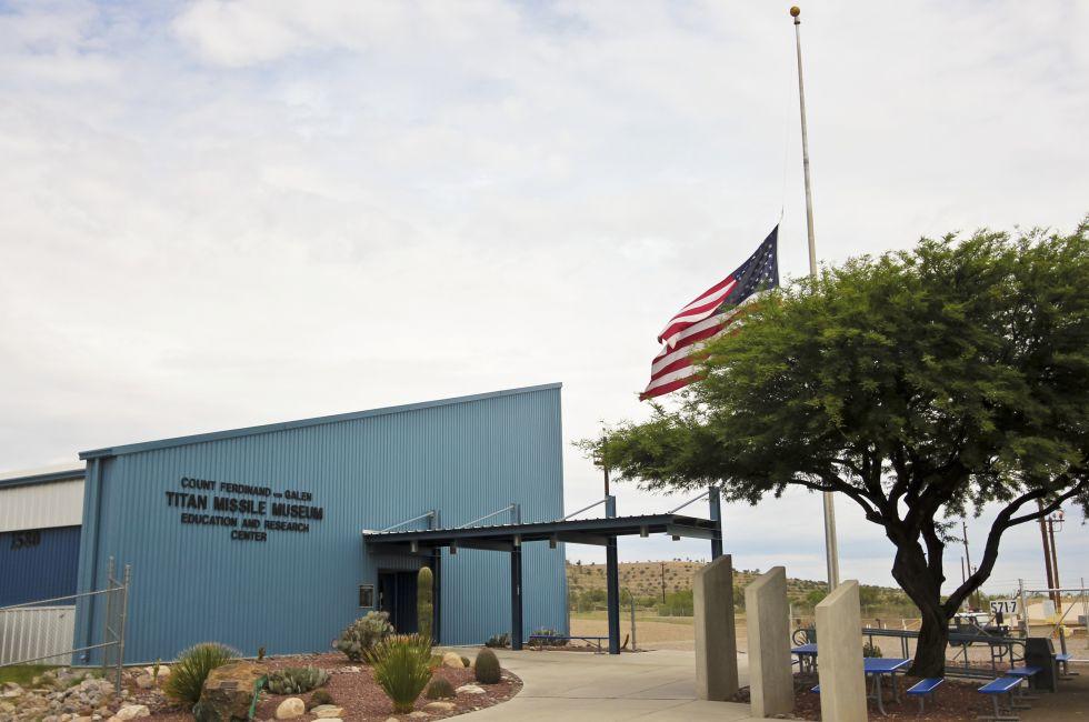 SAHUARITA, ARIZONA, JULY 22. The Titan Missile Museum on July 22, 2015, in Sahuarita, Arizona. The entrance of the Titan Missile Museum in Sahuarita in Arizona.