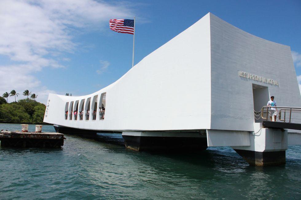 Picture of USS Arizona Memorial located at Pearl Harbor in Honolulu, Hawaii.