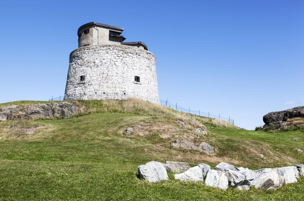 The view of Carleton Martello Tower that was built as a defense structure in Saint John town (New Brunswick, Canada) 