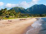 Late afternoon scene at Hanalei Bay in Kauai.