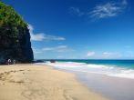 Hanakapiai beach as one of checkpoints of Kalalau trail of Napali coast, Kauai, Hawaii.