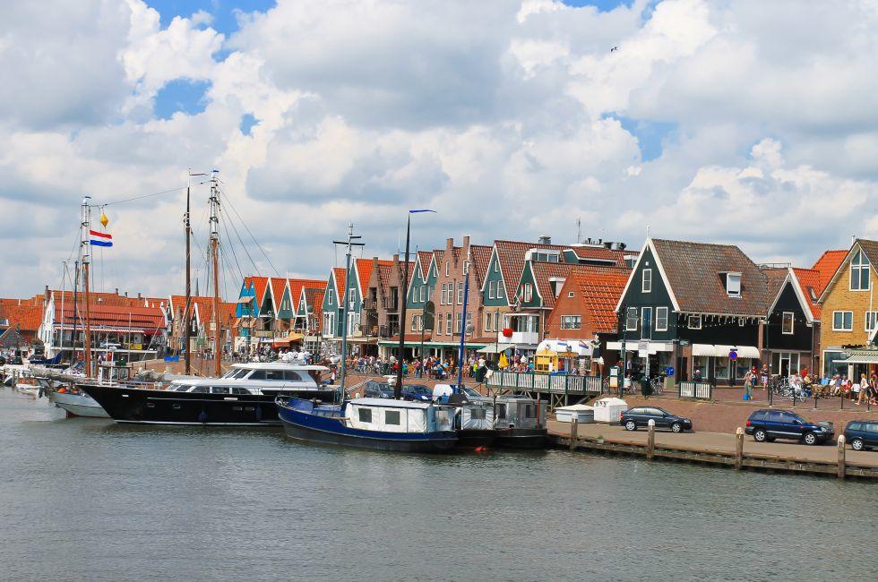 Ships in the port of Volendam. Netherlands.