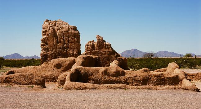 Casa Grande Ruins National Monument of the Pre-columbian Hohokam Indians in Arizona USA.