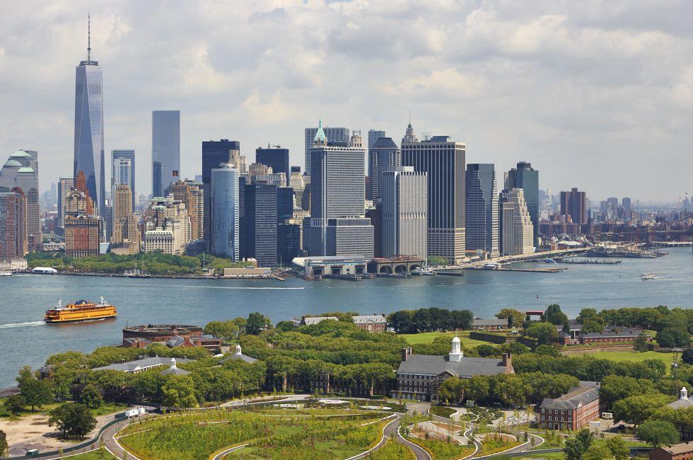Aerial view of  Manhattan and Governors Island, New York City, U.S.A. ; Shutterstock ID 212400088; Project/Title: 25 Things to Do in New York City This Spring; Downloader: Fodor's Travel