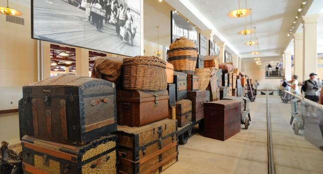 NEW YORK CITY - SEPTEMBER 11: Actual vintage luggage left by some of the millions of immigrants who came through Ellis Island on display at the Ellis Island Museum September 11, 2010 in New York, NY.