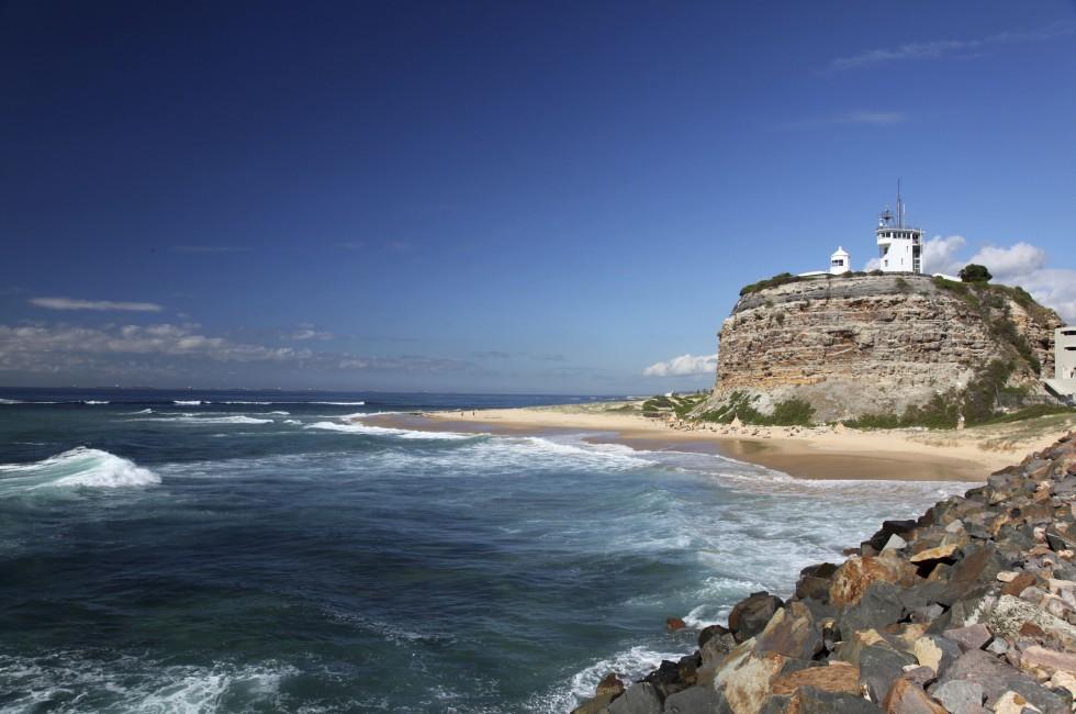 Nobbys Lighthouse - Famous landmark in Newcastle Australia. This landmark is often used for promotional material for Newcastle and Hunter Valley region.; 