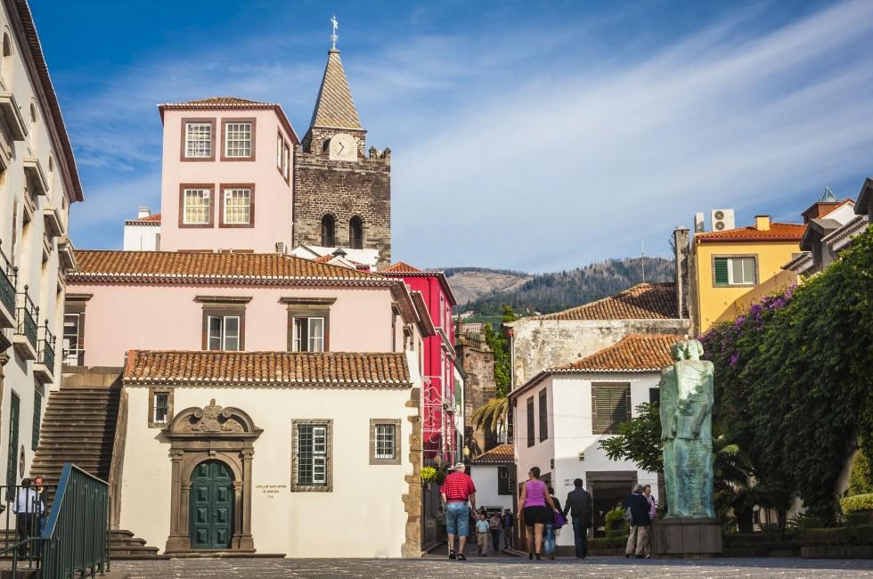 The old historic town center of Funchal, Madeira island, Portugal.; 