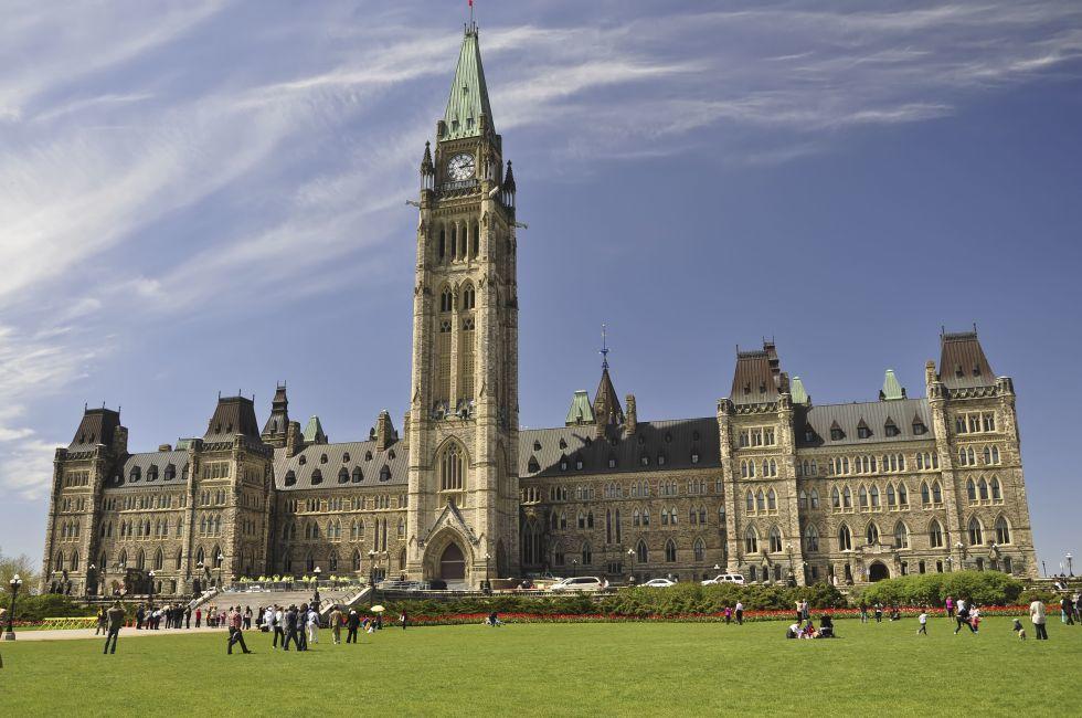 The Canadian Parliament Building in Ottawa. Parliament Peace Tower in Ottawa, Ontario, the nation's capital of Canada;