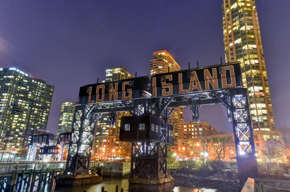 Pier of Long Island near Gantry Plaza State Park - borough of Queens - New York City.