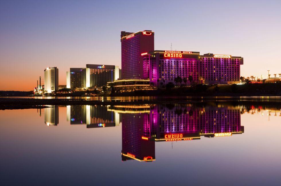 LAUGHLIN - DECEMBER 26: Casinos along the Colorado River in Laughlin, Nevada on December 26, 2011. Laughlin is the third most visited casino and resort destination in the state of Nevada.; Shutterstock ID 91843607; Project/Title: AARP; Downloader: Melanie 