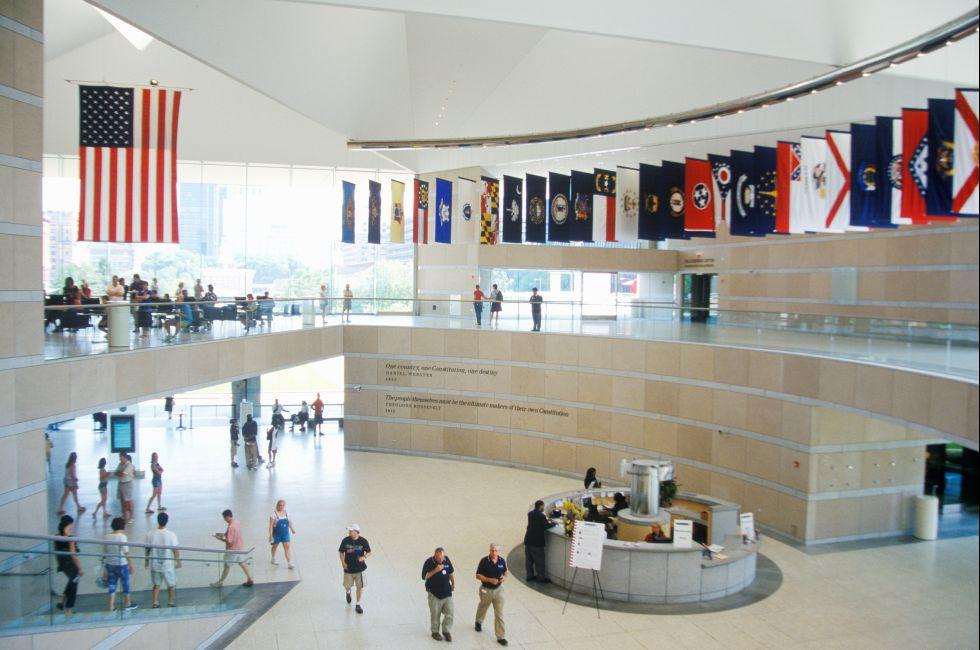Interior of National Constitution Center for the US Constitution on Independence Mall, Philadelphia, Pennsylvania. 