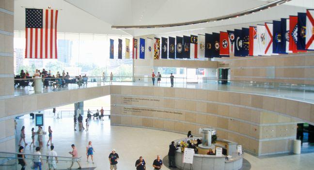 Interior of National Constitution Center for the US Constitution on Independence Mall, Philadelphia, Pennsylvania. 